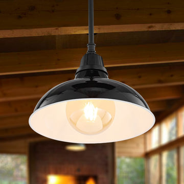 Jasper 12.25" Farmhouse Industrial Indoor/Outdoor Iron LED Pendant